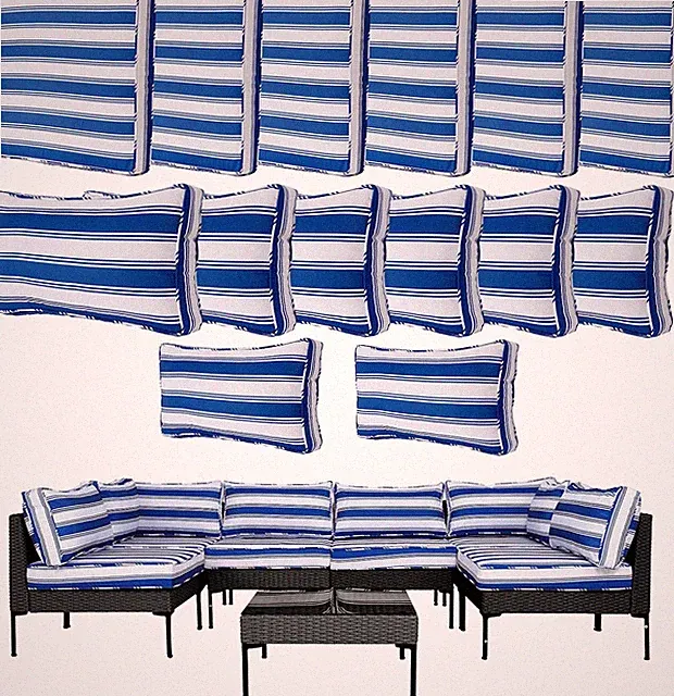14Pcs Outdoor Cushion Covers Replacement Washable Waterproof UV W/Zipper for 6-S