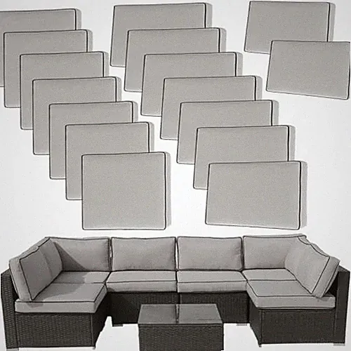 14Pieces Patio Cushion Covers Replacement,Outdoor Couch Cushions Gray+black