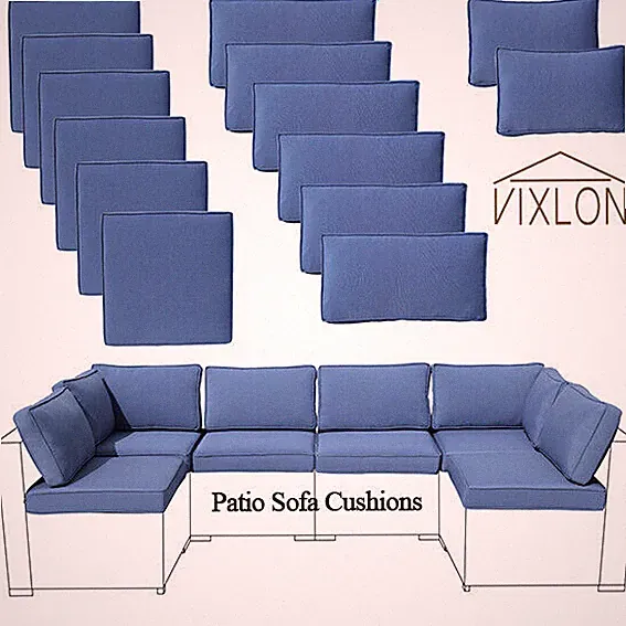 14X Outdoor Patio Furniture Chair Cushions Set Replacement Blue Sofa Cushions