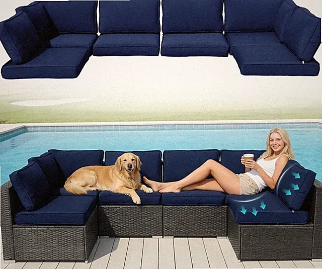 14X Outdoor Patio Furniture Chair Cushions Set Replacement Blue Sofa Cushions