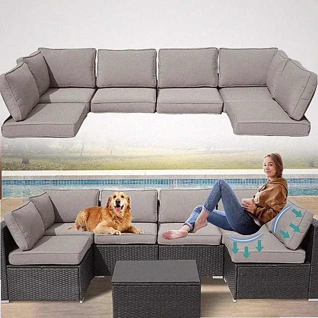 14X Outdoor Patio Furniture Chair Cushions Set Replacement Grey Sofa Insert