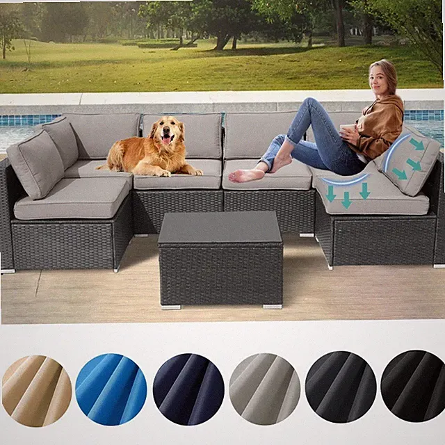 14X Outdoor Patio Furniture Cushions 6-Seat Rattan Wicker Sectional Sofa Cushion