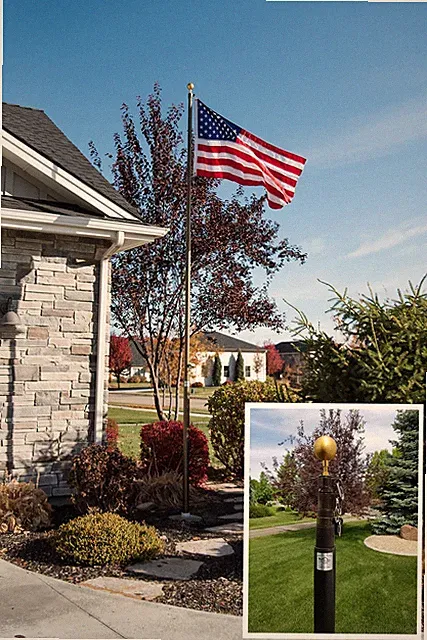 15 ft. Heavy Duty Made in USA Titan Telescoping Flagpole Set - SILVER
