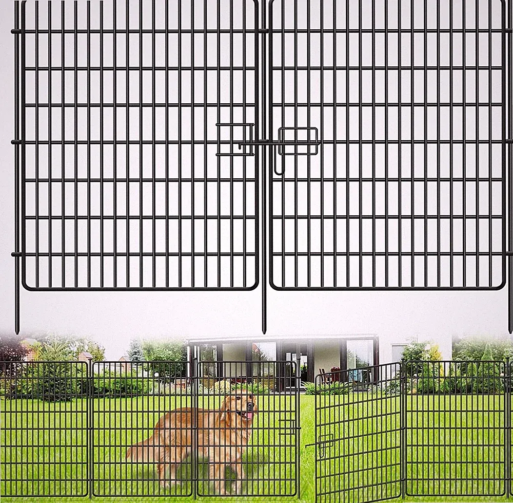 15 Panels No Dig Fence with Gate, 32 in(H) X 36 ft(L) Garden Decorative Fence An