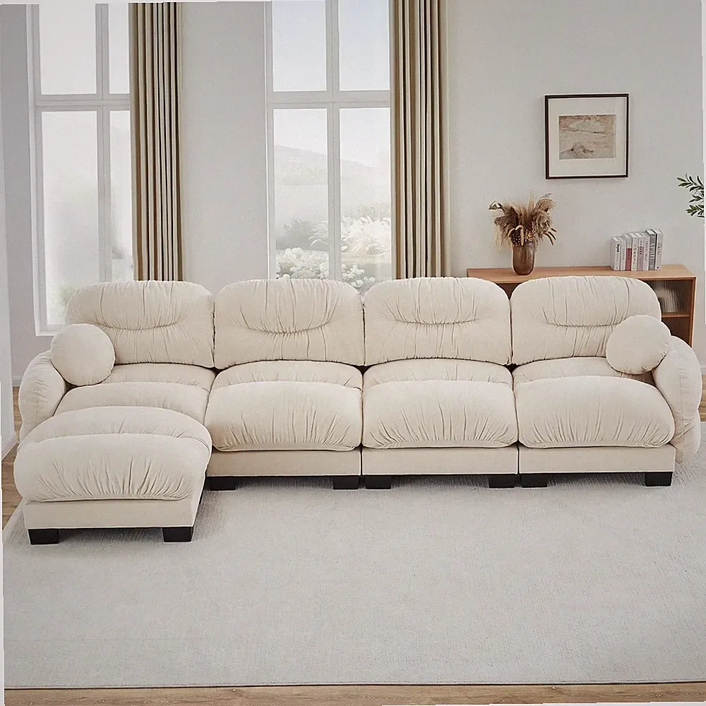 150" Cloud Modular Sectional Couch for Living Room, 4 Seater Large Sofa with Ott