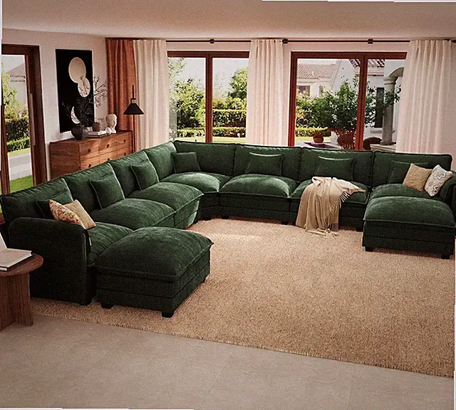150" Oversized V Shaped Modular Sectional Sofa Couch, Comfy Cloud Couch with Rem