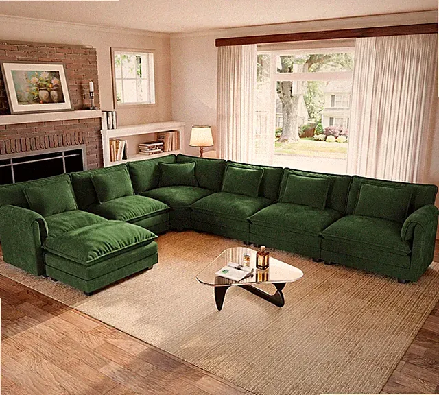 150'' V Shaped Modular Sectional Cloud Couch, Oversized 7-Seater Big Corner Sofa