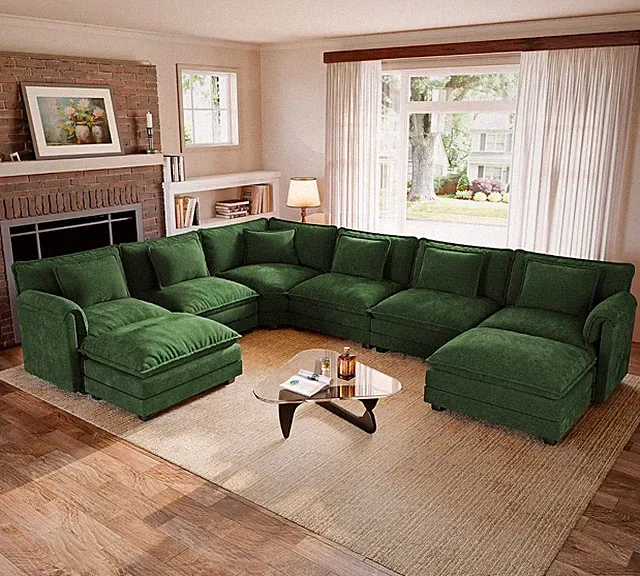 150'' V Shaped Modular Sectional Cloud Couch, Oversized 8-Seater Big Corner Sofa