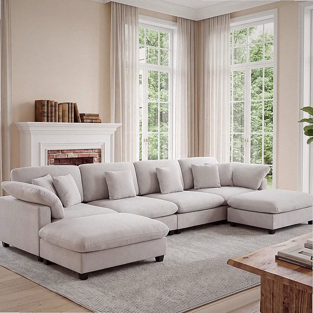 151" Oversized Modular Sectional Sofa, 6 Seat U Shaped Couch