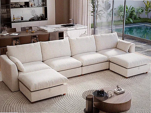 152" Oversized Modular Sectional Sofa, Modern U Shaped Cloud Couch with 2 Storag