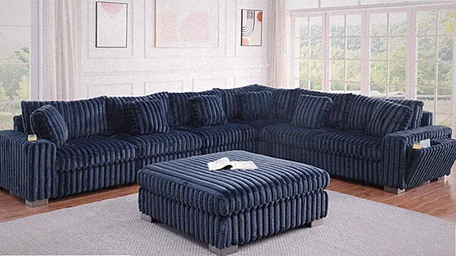152"x117" Oversized Modular Sofa Sectional Modern Blue Plush Fabric FREE OTTOMAN