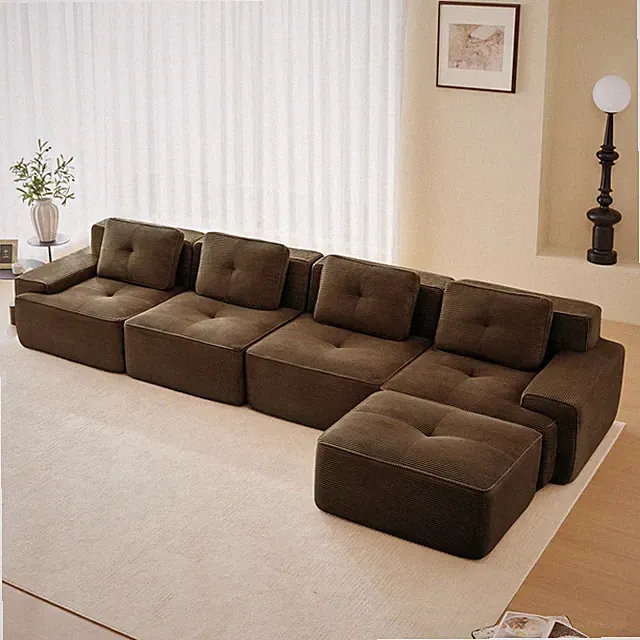 153" Modern L-Shaped Modular Sectional Sofa for Living Room, Corduroy Fabric