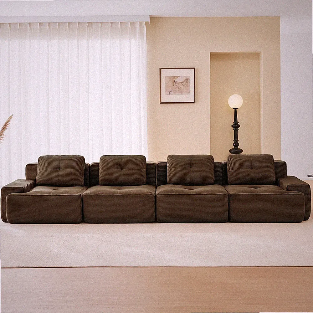 153" Modern Modular Sectional Sofa for Living Room,Corduroy Fabric,4-Seater Co