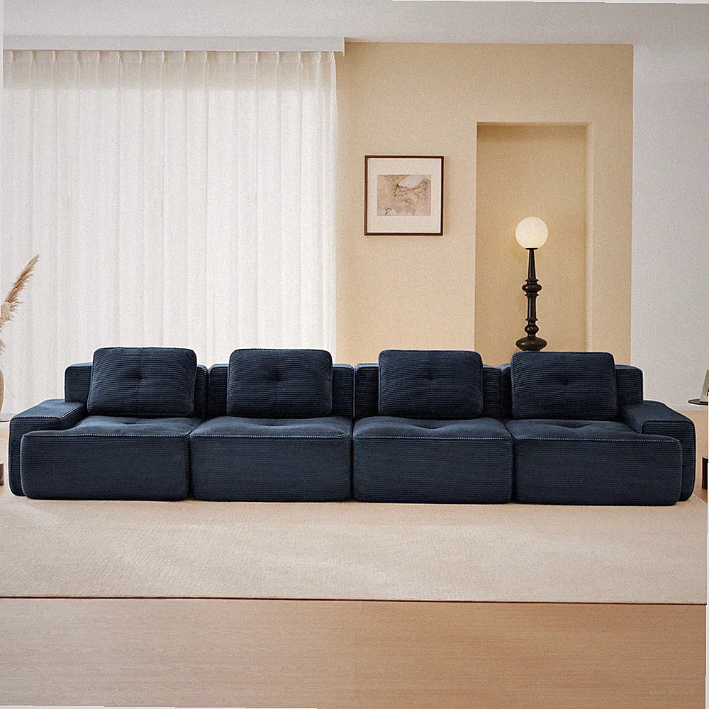 153" Modern Modular Sectional Sofa for Living Room,Corduroy Fabric,4-Seater Cou