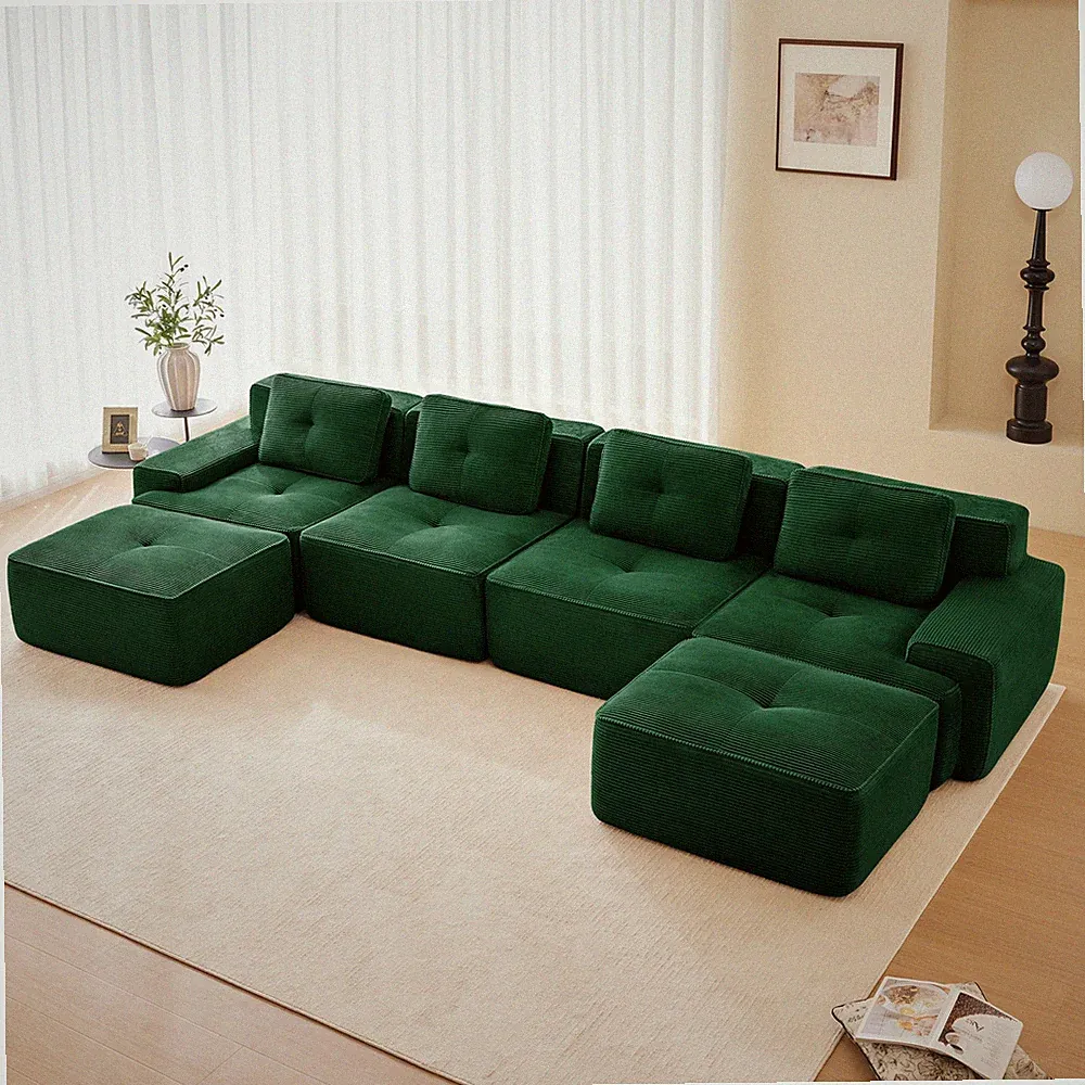 153" Modern U-Shaped Modular Sectional Sofa for Living Room, Corduroy
