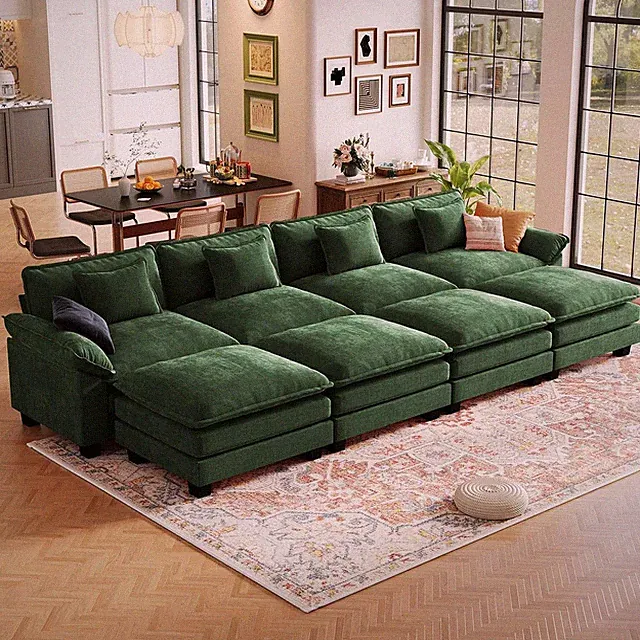 154" Modular Sectional Sofa, Comfy Cloud Couch with 4 Movable Ottomans, Oversize
