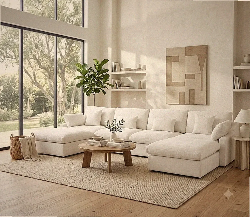 156” Cloud Couch Sectional Sofa Modular U Shape with Removable Covers