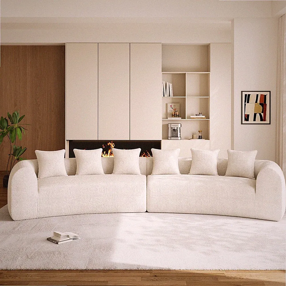 157" 6-Seater Oversized Curved Sectional Sofa with 6 Pillows, No Assembly Needed