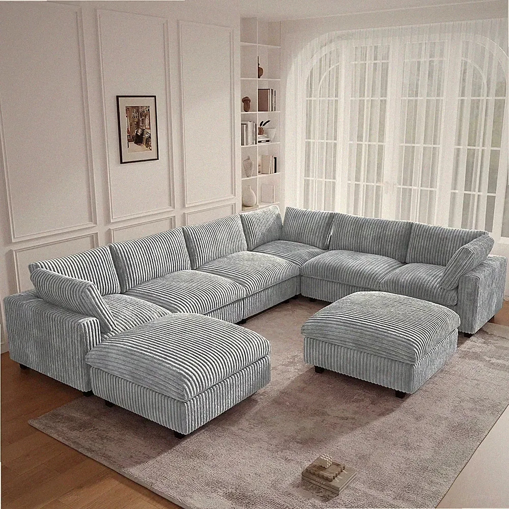 157" Modern Sectional Couch, Overzised down Filled Soft Sofa, Deep Seat 8 Seater