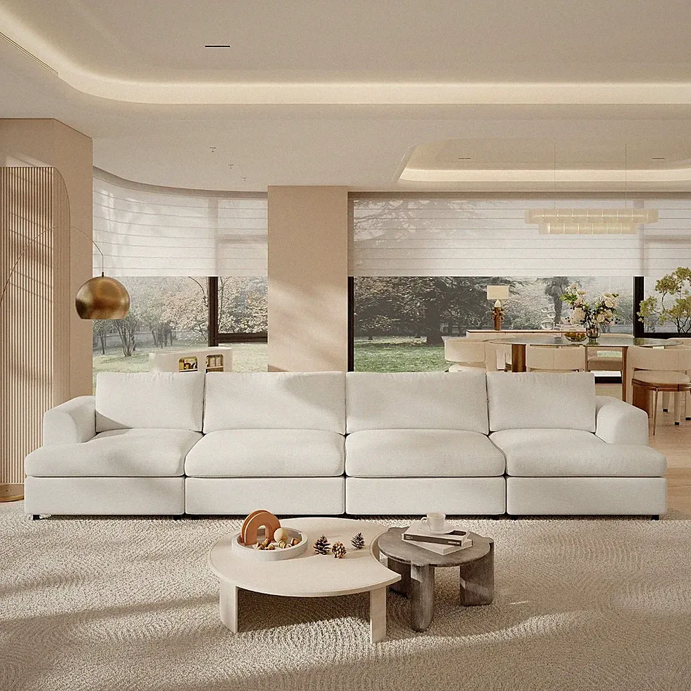 157" Oversized Modular Sectional Sofa, Boucle Cloud Couch with Deep Seating and