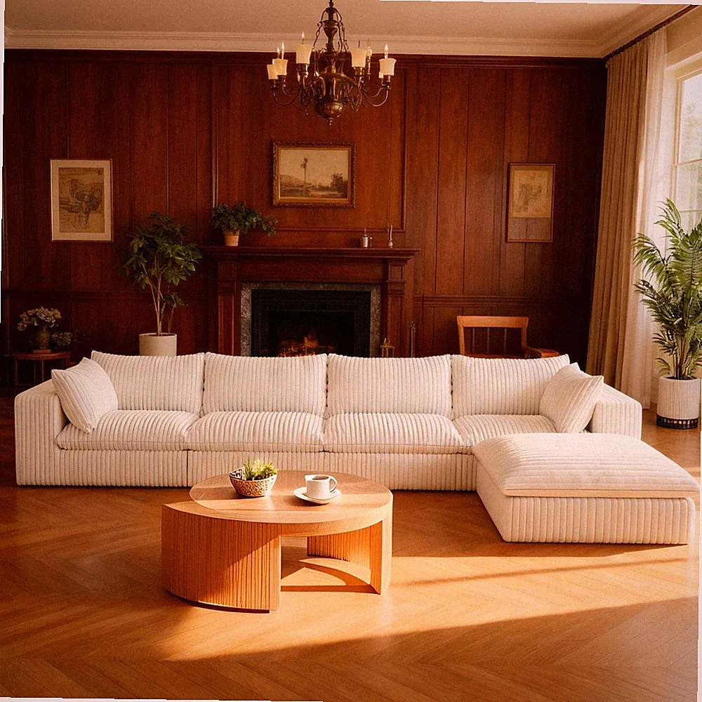 157" Sectional Couch Modular Cloud Couch 4-Seater with Ottoman for Living Room