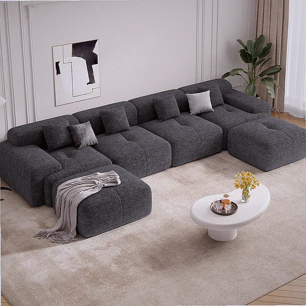 158" Modern U Shaped Modular Sectional Sofa, Boneless Couches for Living Room,6