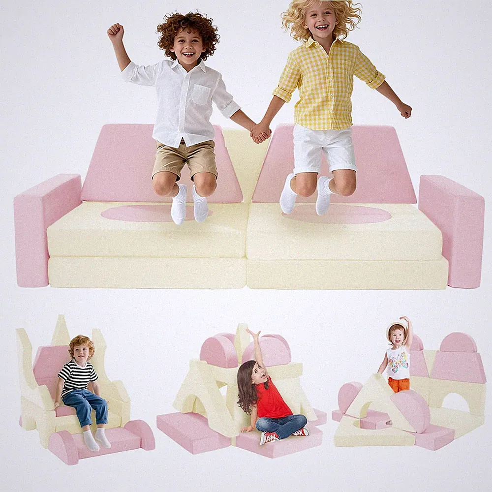 15pcs Modular Play Couch Set Children Section Sofa Convertible Couch for Chil...