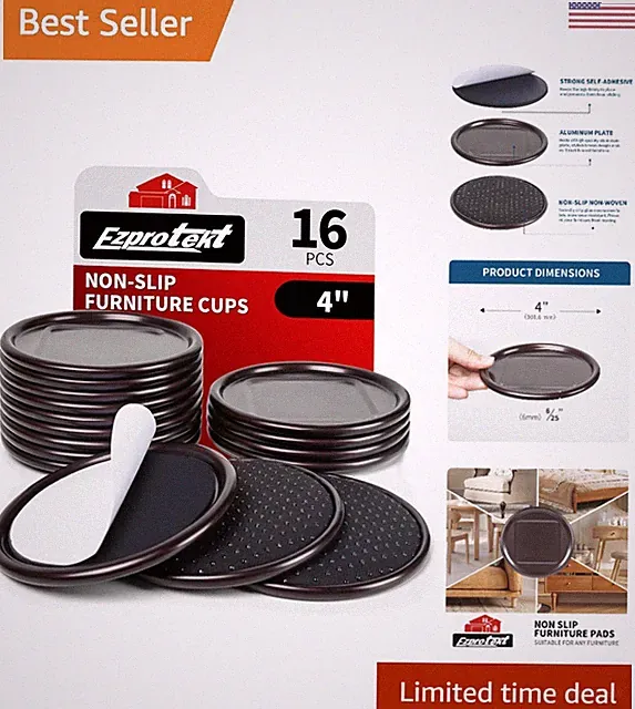 16 Pcs 4-Inch Round Non-Slip Furniture Pads – Protect Your Floors Elegantly
