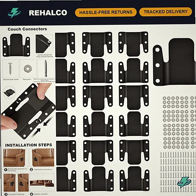 16 Pcs Universal Sectional Sofa Connectors, Interlocking Couch Brackets, Secure