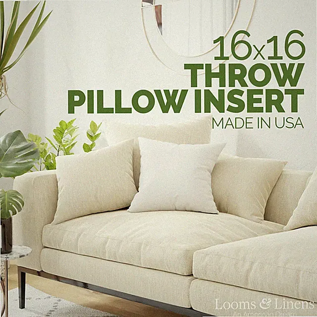 16 x 16" Throw Pillow Inserts Square Pillow Form Decor Sham Stuffing Made in USA