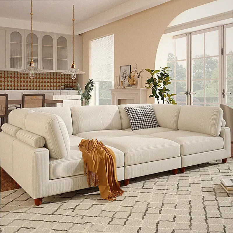 163''Modular Sectional Sofa,with Ottoman L Shaped Corner Sectional 6-Seater