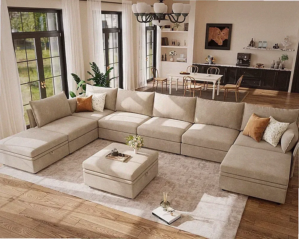 166.6" Oversized Modular Sectional Sofa, Large 9 Seater L Shaped Couch with Stor