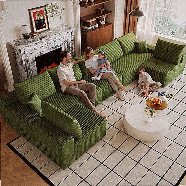 166" Cloud Sectional Sofa,Modern Minimalist Upholstered Couches, Comfort U Sha