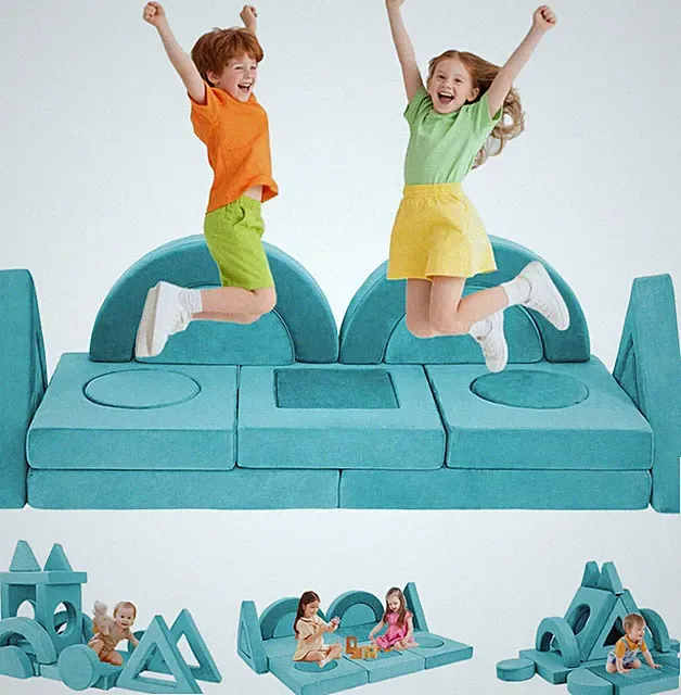 16PCS Kids Modular Play Couch - Fun & Creative Convertible Foam Sofa Set