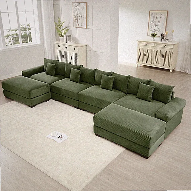 170"Oversized Cloud Modular U-Shape Sectional Couch,Premium Corduroy Fabric Wi