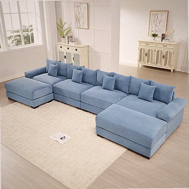 170"Oversized Cloud Modular U-Shape Sectional Couch,Premium Corduroy Fabric With