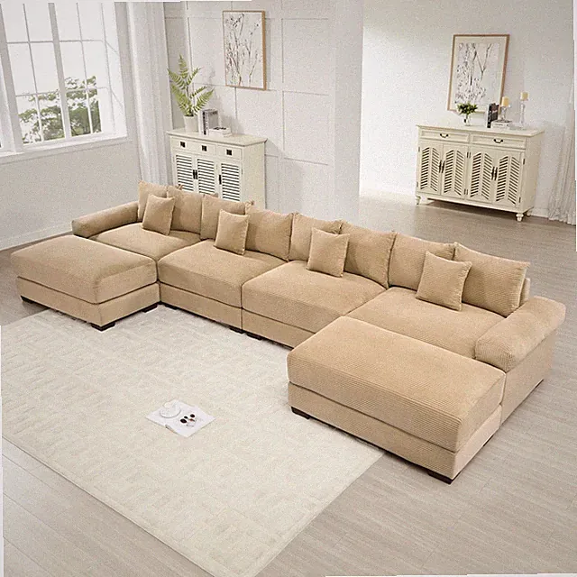 170"Oversized Cloud Modular U-Shape Sectional Couch,Premium Corduroy Fabric with