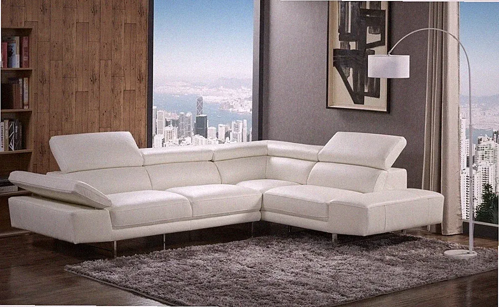 1717 White Italian Leather Sectional J&M Furniture