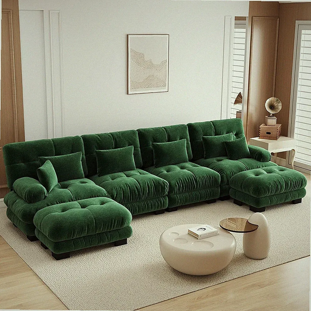 173.2" U-Shape Modular Cloud Sectional Sofa with Chenille Plush Fabric - 4 Seate