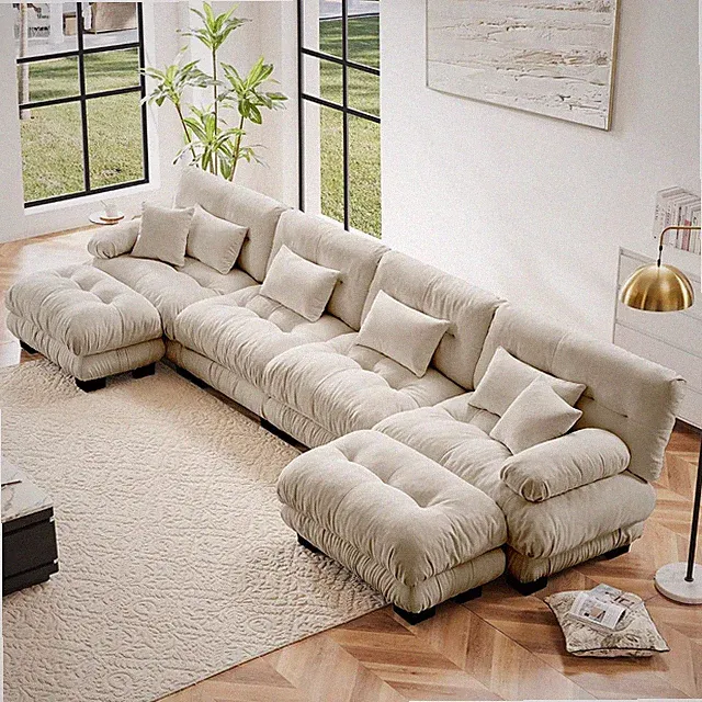 173.2” U-Shaped Modern Sofa Modular Sectional Cloud Couch with 2 Ottoman, Deep S