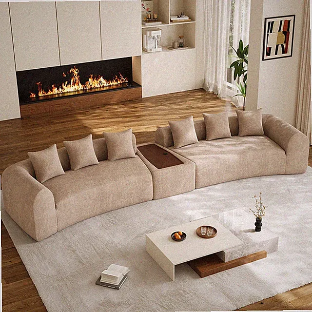 177.7" Oversized Sofa Modular Deep Seat Cloud Couch w/USB Charging Coffee Table