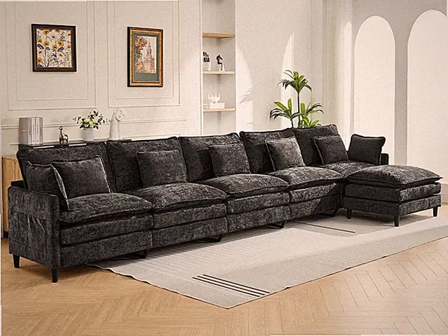 180.6'' L Shaped Modular Sectional Cloud Couch, Comfy Upholstered 5 Seater Sofa