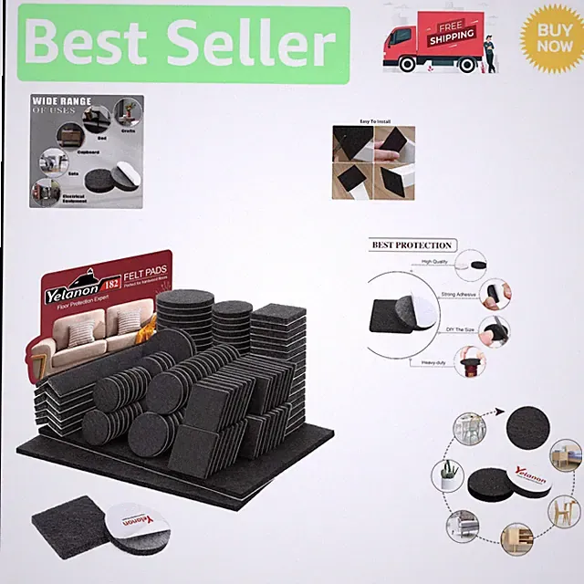 182-Piece Felt Furniture Pads Set - Non-Slip Floor Protectors for Hardwood
