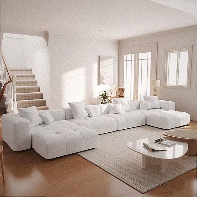 183.5 Inch U-Shaped Modular Sectional Sofas, Modern 4-Seater Couch with Chaise O