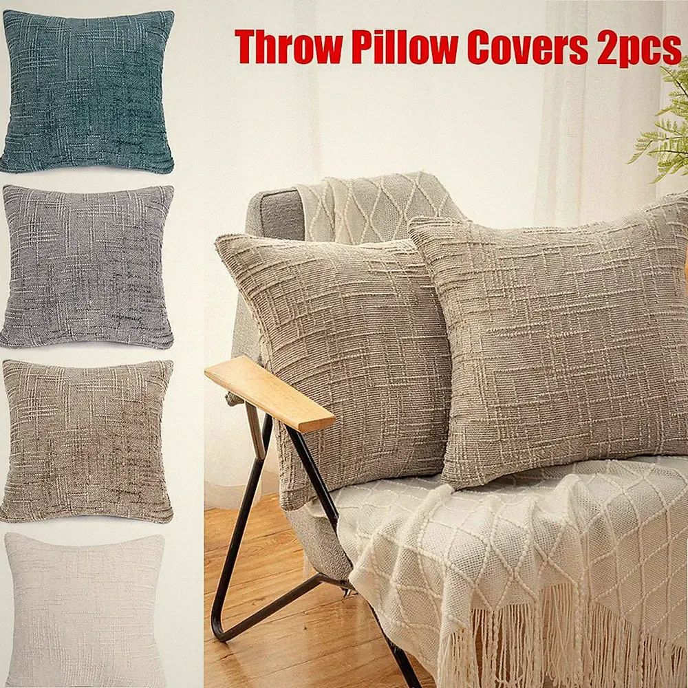18x18 Inch Throw Pillow Covers Set of 2 Soft Sofa Couch Decor Cushion Case