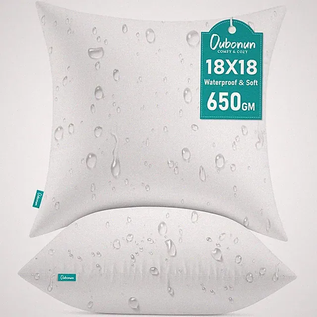 18x18 Outdoor Throw Pillow Inserts - Set of 2 Waterproof Cushions for Patio Deco