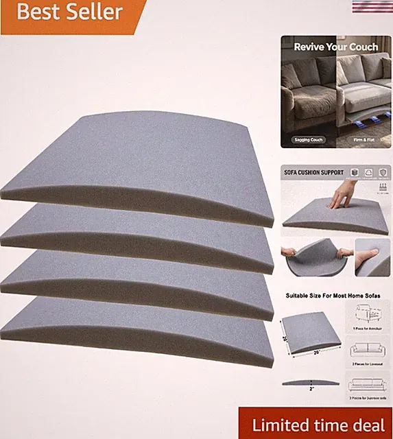 19.5x19.5 Inch Sofa Cushion Inserts Set of 4 - Sponge Pads Support for Collap...