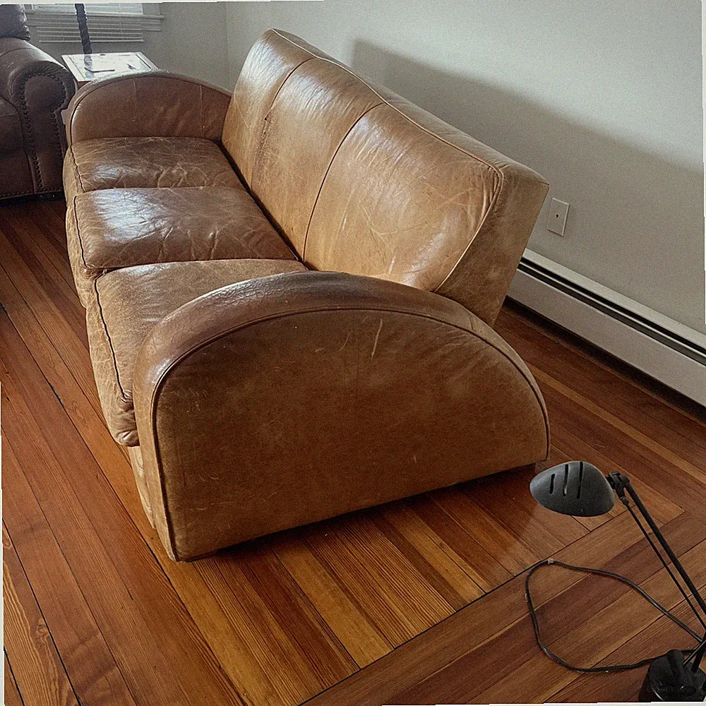 1940s Havana Art Deco Style Leather Sofa
