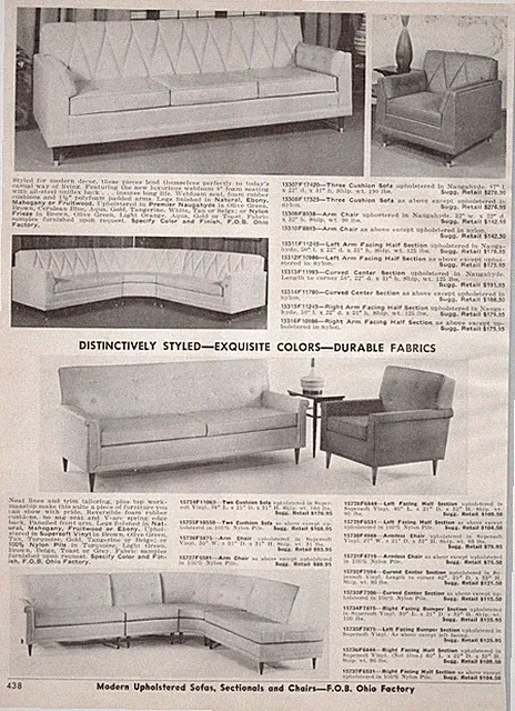 1960s Furniture Print Ad Velvet Mid-Century Modern Sofa Chair Lounge Decor