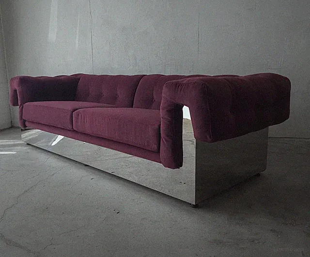 1970s Chrome Clad Sofa by Milo Baughman for Thayer Coggin